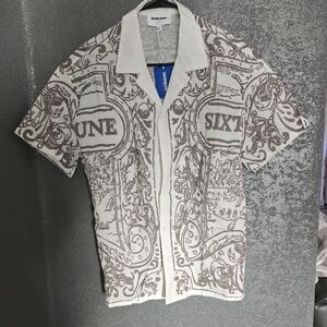 White and Gray Men's Casual Shirt